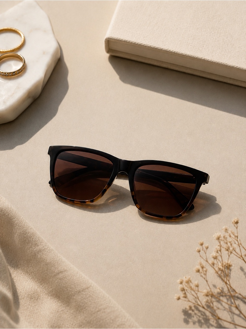 Women's Black Tortoiseshell Square Sunglasses